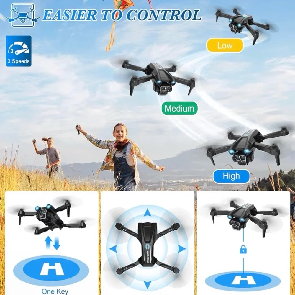 Foldable Black Drone with Camera